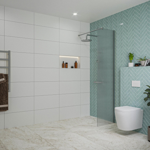 FugaFlow Eccelente Vetro Douche à l'italienne - 50x200cm - verre nervuré - Chrome SW1124910