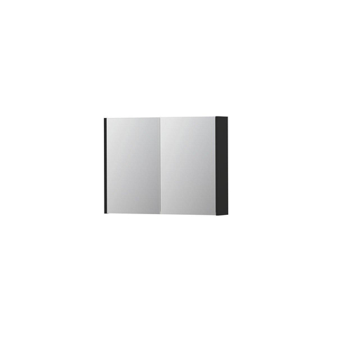INK SPK1 spiegelkast – 80x60x14 cm – 2 deuren, dubbelzijdige spiegeldeuren – Zwart mat SW493543
