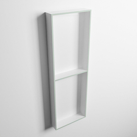 Mondiaz Easy nis 29.5x149.5x8cm voor Inbouw/opbouw 2 open vakken Solid surface Talc/Greey SW643835