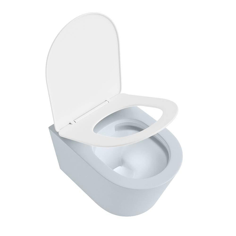Mondiaz LAVIE hangtoilet – spoelrandloos – 36 x 53 cm – met softclose zitting – Clay (lichtblauw/grijs), zitting Talc (wit) SW1208754