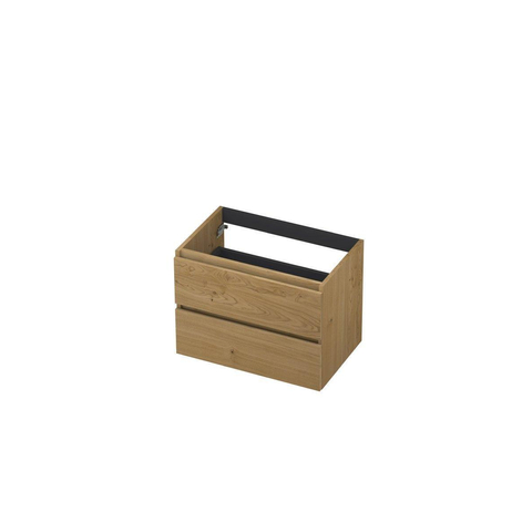 Ink fineer meuble sous lavabo 70x52x45cm 2 tiroirs tourniquet sans poignée décor bois naturel SW454718