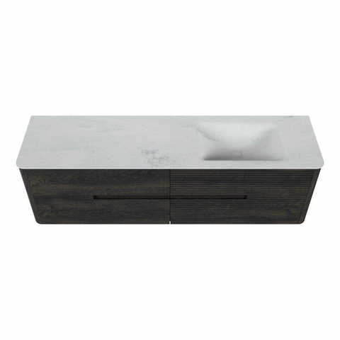 Mondiaz CIRO-DLUX Ensemble de meubles de salle de bains - 170x45x50cm - plan vasque Solid surface Opalo - 1 vasque à droite - sans trous de robinet - 4 tiroirs - Shadow SW1532436