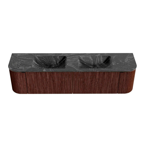 Mondiaz KURVE-DLUX Badkamermeubelset - 180x46x40cm - 2 lade - 2 deuren - wastafel solid surface - dubbel - zonder kraangat - Ruby SW1416010