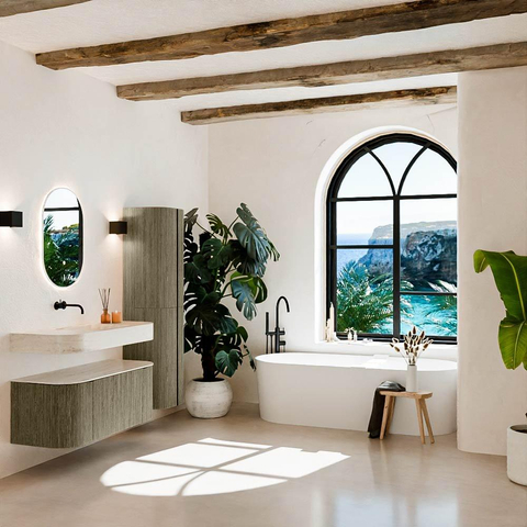 MONDIAZ THOR-DLUX 110cm meuble de salle de bains arrondi gauche + droite couleur Shadow avec 1 tiroir et 2 portes. Vasque suspendue CLOUD Milieu sans trou de robinet couleur Meli. SW1462926