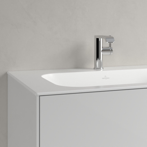 Villeroy & Boch finion meubelwastafel - 1 kraangat - 80x50cm CeramicPlus - met verdekte overloop - Stone White (mat wit) SW209573