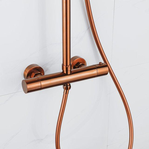 Fortifura Calvi douchekraan - met glijstangset - met staafhanddouche - gladde doucheslang - PVD - geborsteld koper SW1079939