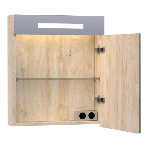 Miroir de toilette BRAUER Promise - 60x70x15cm -- avec éclairage direct 1 porte miroir simple à droite Forest Wheat SW371675