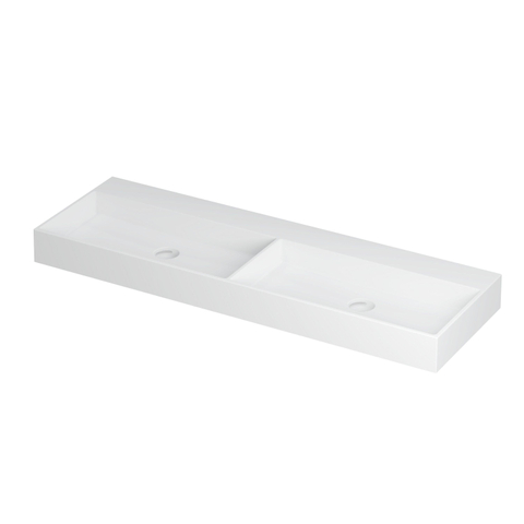 Ink United lavabo - 140x45x11cm - 2 vasques - sans trou de robinet - blanc mat SW207368