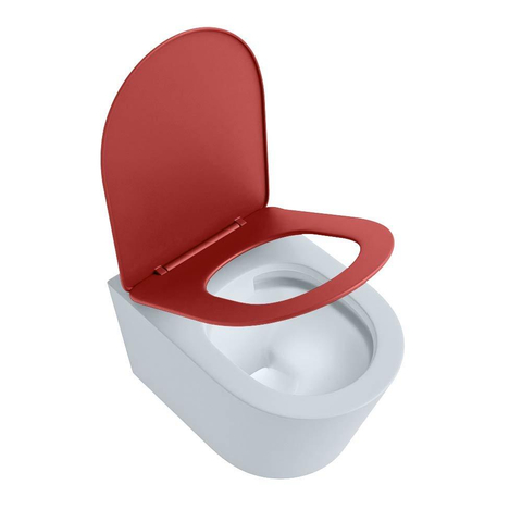 Mondiaz LAVIE WC suspendu – sans bride – 36 x 53 cm – avec abattant softclose – Clay (bleu clair/gris), abattant Fire (rouge) SW1208614