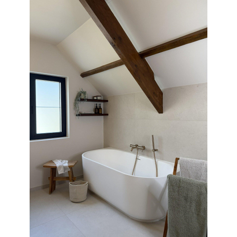 Zeza Pure Half Vrijstaand Bad - 170x80x58cm - met afvoer - acryl - mat wit SW962847
