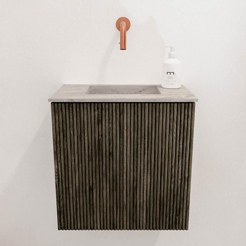 Mondiaz JOYA-DLUX 40cm meuble de toilette - couleur Shadow - Lavabo FAYE position Milieu Sans trou de robinet couleur Glace. SW1426212