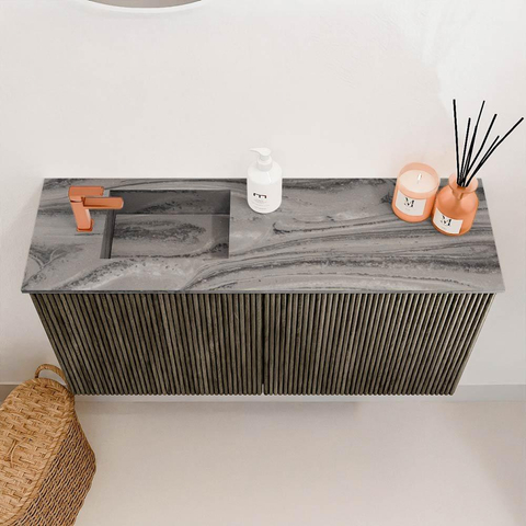Mondiaz JOYA-DLUX 80cm toiletmeubel - kleur Shadow - Wastafel FAYE positie Links 1 kraangat kleur Sombra. SW1425189