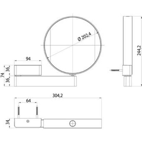 Emco Prime miroir grossissant – rond Ø 20,2 cm – Éclairage LED – grossissement 3x et 7x, raccordement fixe – Chrome SW61886
