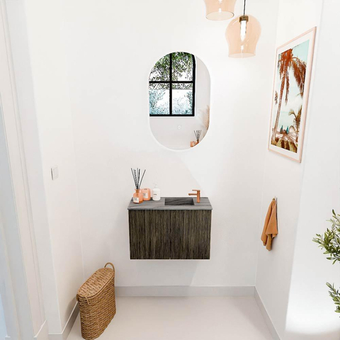 Mondiaz JOYA-DLUX 60cm toiletmeubel - kleur Shadow - Wastafel FAYE positie Rechts 1 kraangat kleur Sombra. SW1425190