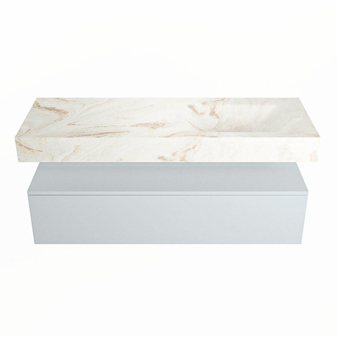 MONDIAZ ALAN - DLUX Badkamermeubelset - 130cm - onderkast - Clay - 1 lade - vrijhangende wastafel - wasbak rechts - 1 kraangat - Frappe SW805413