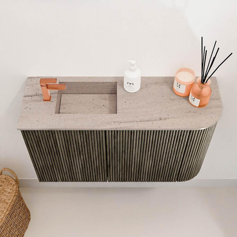 Mondiaz JOYA-DLUX 71.6cm toiletmeubel - ronding rechts kleur Shadow - Wastafel FAYE positie Links 1 kraangat kleur Saba. SW1425147