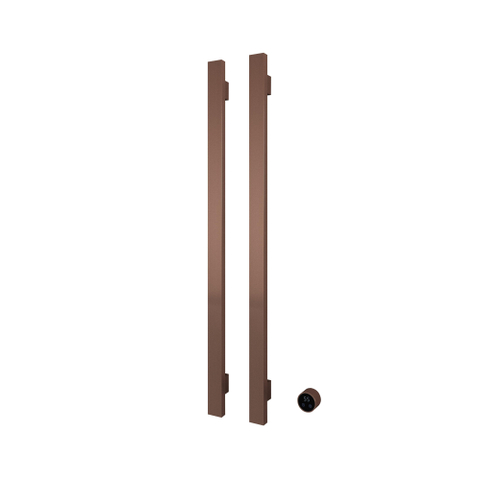 Hotbath &MORE Handdoekradiator - 38x115cm - vierkant - 2 stangen - verticaal - met schakelaar - PVD - geborsteld koper SW1245833