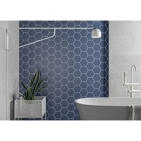 Terravito Bereno carrelage sol et mur - 15x17cm - 9mm - hexagonal - R9 - marine mat (bleu) SW476712