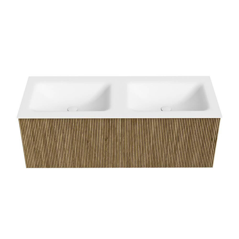 Mondiaz KURVE Badkamermeubelset - 120x46x40cm - 1 lade - wastafel solid surface - dubbel - zonder kraangat - Dusk SW1414795