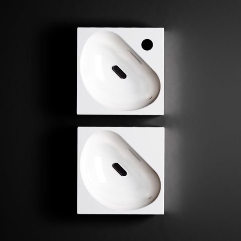 Clou Flush Lavabo d'angle 27x27x10cm avec trou de robinet Céramique Blanc SW9333