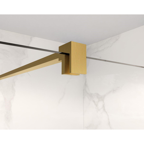 Fortifura Galeria inloopdouche - 80x200cm - helder glas - wandarm - Geborsteld Messing PVD (Goud) SHOWROOMMODEL SHOW26645