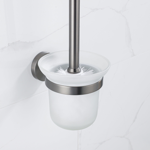 Fortifura Calvi toiletborstelhouder rond - PVD - geborsteld gunmetal (antraciet) SW721173
