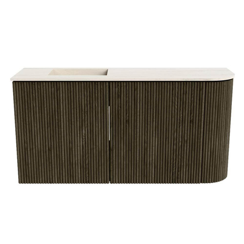 Mondiaz JOYA-DLUX 81.6cm toiletmeubel - ronding rechts kleur Shadow - Wastafel FAYE positie Links Zonder kraangat kleur Meli. SW1424903