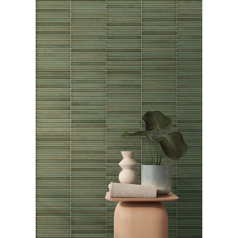 ÉCHANTILLON Terravito Gimare Carrelage mural en céramique - 35x35cm - 9.2mm - kitkat - Vert SW1408441