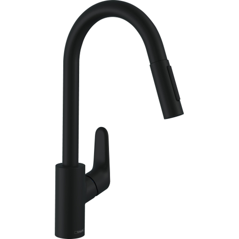 Hansgrohe Focus m41 1 greeps keukenkraan - 240 uittrekbare vuistdouche - 2 straalsoorten - mat zwart SW490353