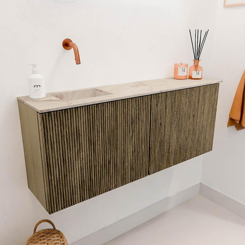 Mondiaz JOYA-DLUX 100cm toiletmeubel - kleur Dusk - Wastafel FAYE positie Links Zonder kraangat kleur Frappe. SW1423085