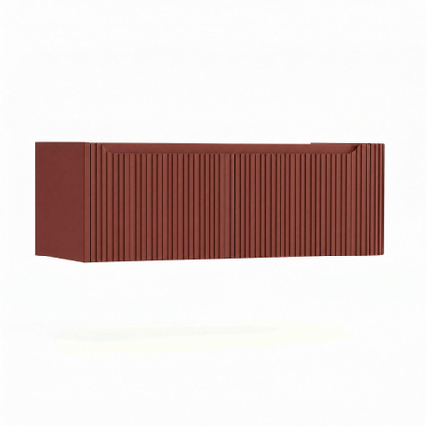 H&R Badmeubelen Juice Wastafelonderkast - 120x45x40cm - rechterhoek afgerond - 3D-front - 2 lades - geïntegreerde greep - terra mat SW1259983