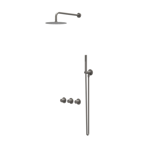 IVY Bond inbouw regendoucheset – Ø30 cm slim hoofddouche – 40 cm gebogen wandarm – staafhanddouche – metal black geborsteld SW1034081