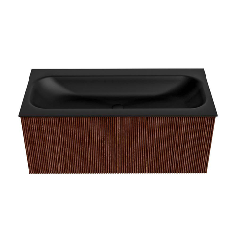 Mondiaz KURVE Ensemble de meubles de salle de bains - 100x46x40cm - 1 tiroir - lavabo solid surface - central - 1 trou de robinet - Ruby SW1415344