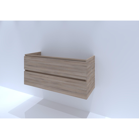 H&R Badmeubelen Infinity Wastafelonderkast - 120x44.8x55cm - 2 lades - greeploos - enkele sifonuitsparing rockford oak SW872644