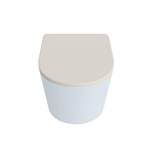 Mondiaz LAVIE hangtoilet – spoelrandloos – 36 x 53 cm – met softclose zitting – Clay (lichtblauw/grijs), zitting Linen (offwhite) SW1208647