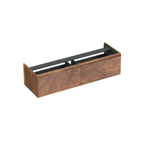 Forzalaqua Reno 2.0 wastafelonderkast 160x51x40cm met 2 softclose greeploze lades Massief Eiken Pure Walnut SW492393