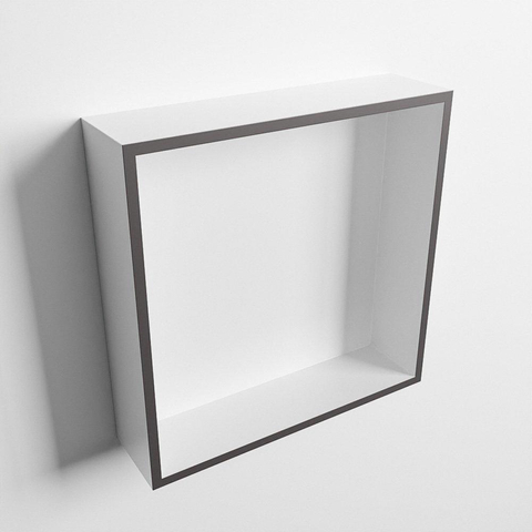 Mondiaz Easy nis 29.5x29.5x8cm voor Inbouw/opbouw 1 open vak Solid surface Talc/DarkGrey SW643615