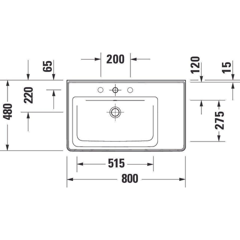 Duravit D-Neo lavabo 80x48x17cm 1 trou de robinet rectangulaire Céramique Blanc SW640624