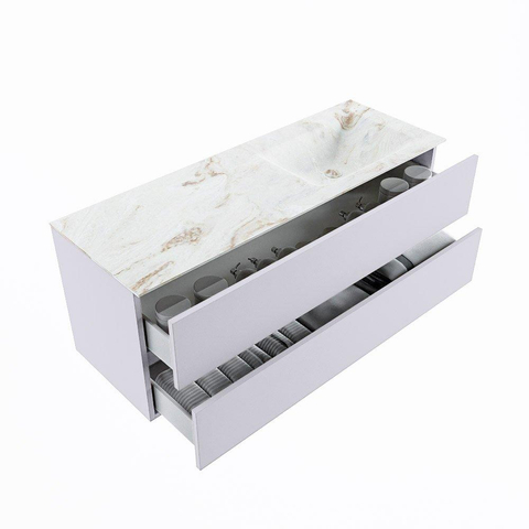 MONDIAZ VICA-DLUX Ensemble meuble de salle de bains - 130cm - meuble bas cale - 2 tiroirs - lavabo encastré cloud à droite - sans trous de robinet - version hauteur 60cm - frape SW1089054