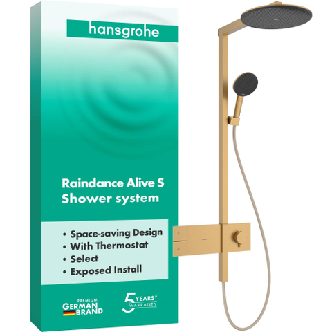 Hansgrohe Raindance alive Showerpipe - 300 - 1jet - thermostaat - geborsteld brons (brons) SW1387802