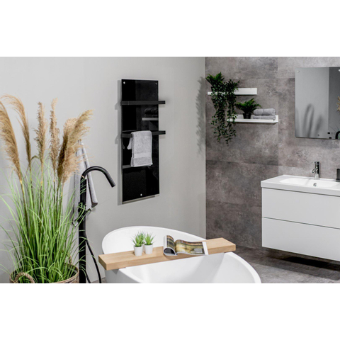 Eurom Sani 600 Comfort Panneau infrarouge salle de bains 115x46.5cm Wifi 600watt Verre Noir SW656482