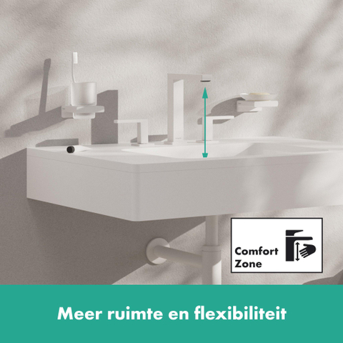 Hansgrohe Tecturis E 3-gats wastafelkraan - 150 met PushOpen - waste set - mat wit SW918469