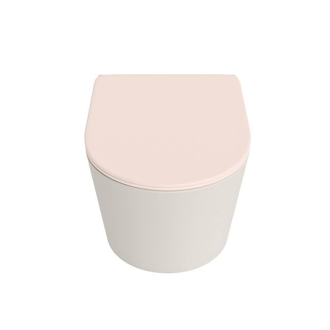 Mondiaz LAVIE hangtoilet – spoelrandloos – 36 x 53 cm – met softclose zitting – Linen (offwhite), zitting Rosee (roze) SW1208688