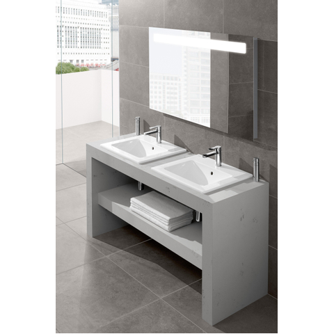 Villeroy & Boch venticello wastafel - 600x500mm - met overloop - geslepen onderkant - 3 kraangaten middelste open - White Alpine (glans wit) 1025156