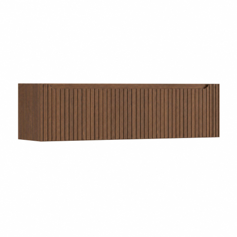 H&R Badmeubelen Juice Wastafelonderkast - 160x45x40cm - rechterhoek afgerond - 3D-front - 2 lades - geïntegreerde greep - dark oak SW1260262