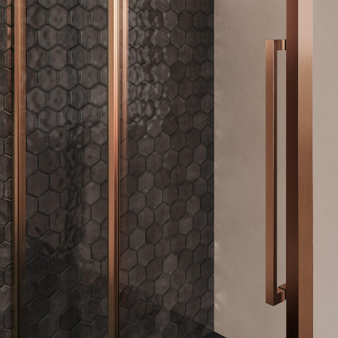 BRAUER Galactic Douchecabine - 160x90x200cm - met schuifdeur - helder glas - omkeerbaar - incl. glascoating - geborsteld koper PVD SW1580888