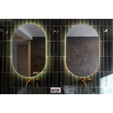 Saniclass Shine miroir – ovale – 50 x 80 cm – LED indirecte tout autour – température de couleur réglable, à intensité variable – Verre SW1152326