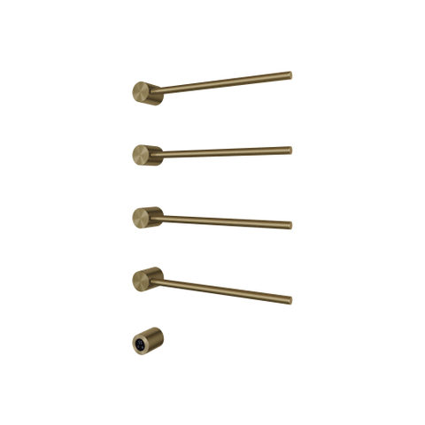 Hotbath &MORE Handdoekradiator - 50x76cm - rond - 4 stangen - horizontaal - met schakelaar - PVD - geborsteld messing (goud) SW1245701