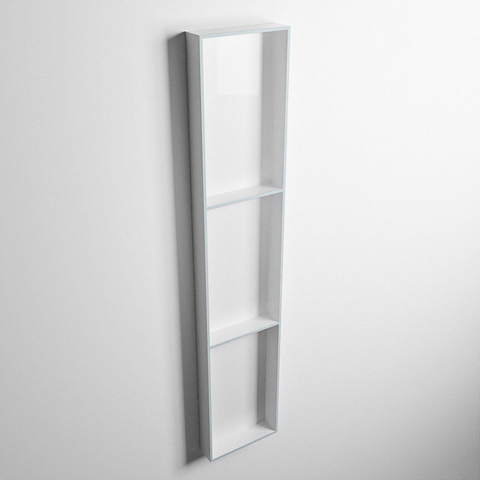 Mondiaz Easy nis 29.5x149.5x8cm voor Inbouw/opbouw 3 open vakken Solid surface Talc/Clay SW643883
