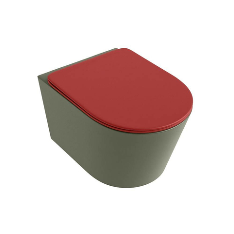 Mondiaz LAVIE WC suspendu – sans bride – 36 x 53 cm – avec abattant softclose – Army (vert), abattant Fire (rouge) SW1208613